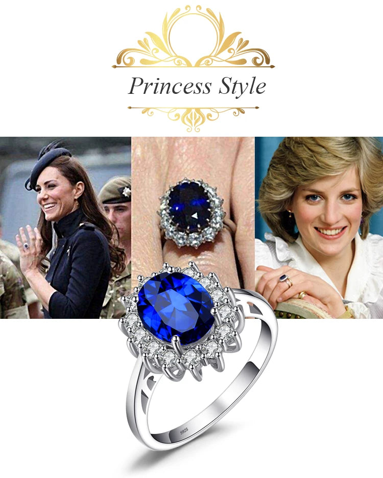 JewelryPalace Princess Diana Created Blue Sapphire Ruby Simulated Emerald 925 Sterling Silver Pendant Necklace Women No Chain