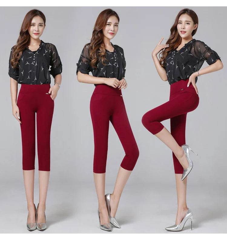 High quality pencil pants capris women 2022 summer style high waist elastic skinny pants female trousers woman pantalon femme