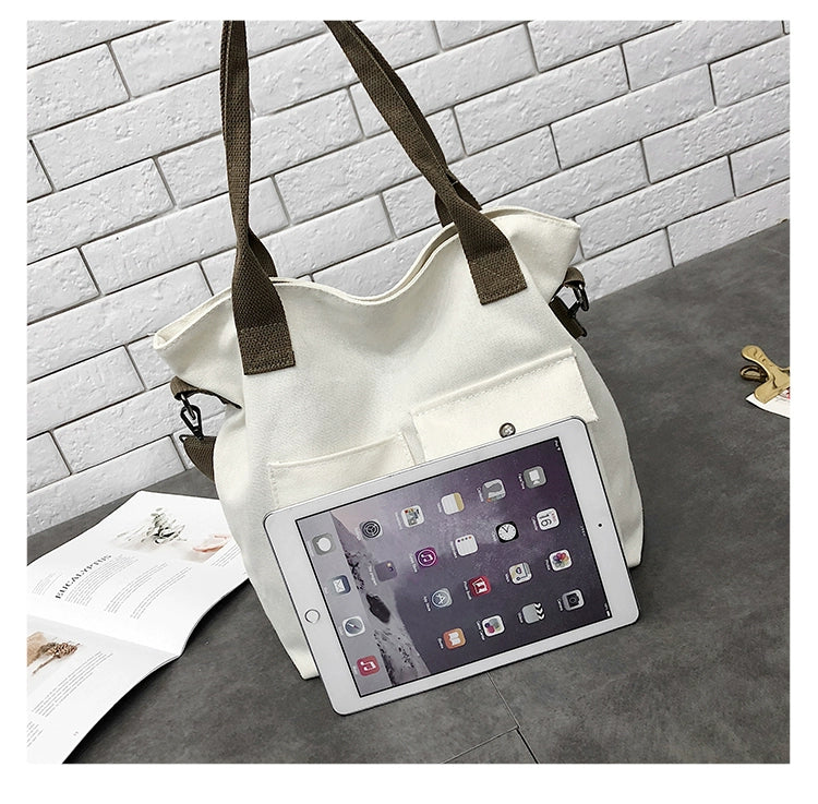 Fashion Canvas Bags students Handbag Shoulder Bag Large Capacity Solid Color Totes Shopper Bag