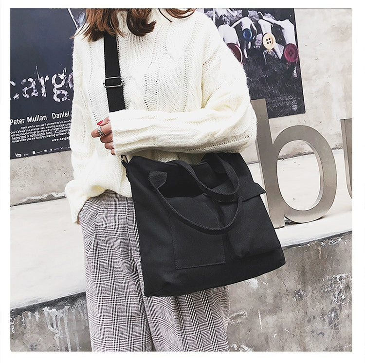 Fashion Canvas Bags students Handbag Shoulder Bag Large Capacity Solid Color Totes Shopper Bag
