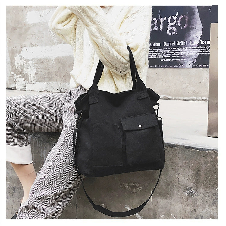 Fashion Canvas Bags students Handbag Shoulder Bag Large Capacity Solid Color Totes Shopper Bag