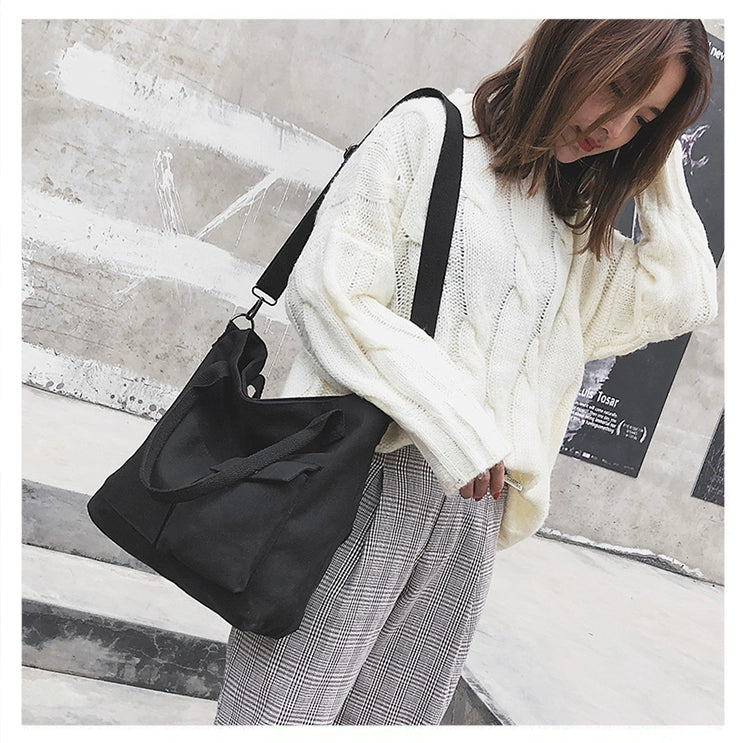 Fashion Canvas Bags students Handbag Shoulder Bag Large Capacity Solid Color Totes Shopper Bag