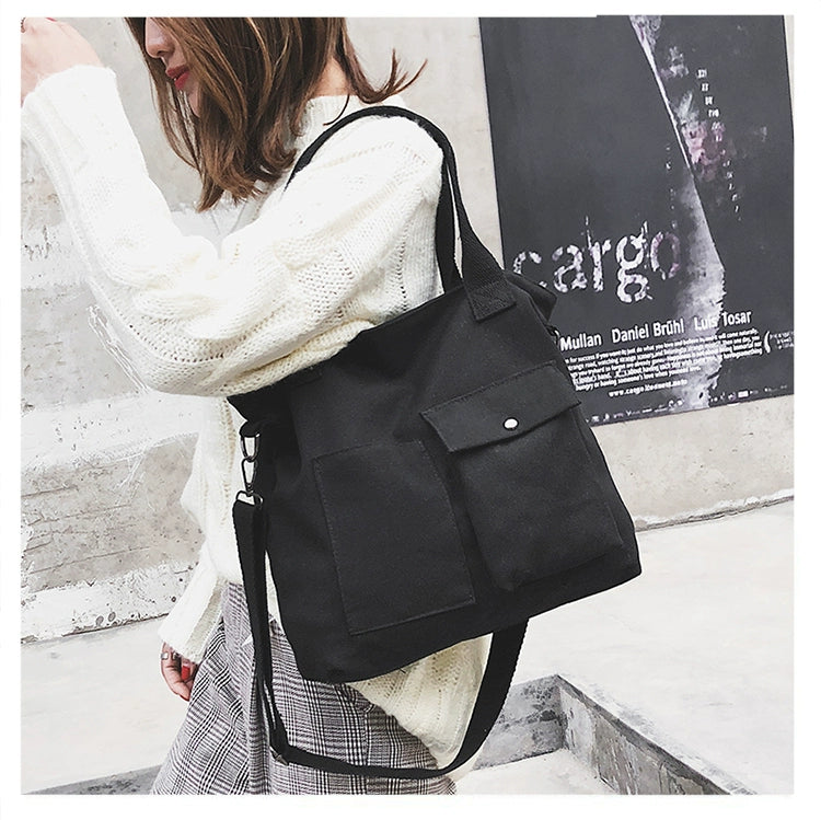 Fashion Canvas Bags students Handbag Shoulder Bag Large Capacity Solid Color Totes Shopper Bag