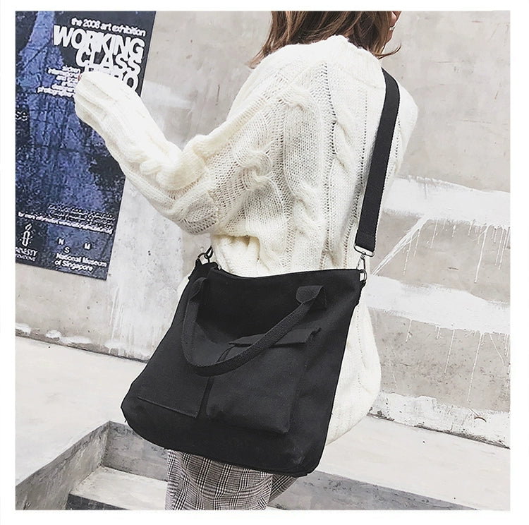 Fashion Canvas Bags students Handbag Shoulder Bag Large Capacity Solid Color Totes Shopper Bag