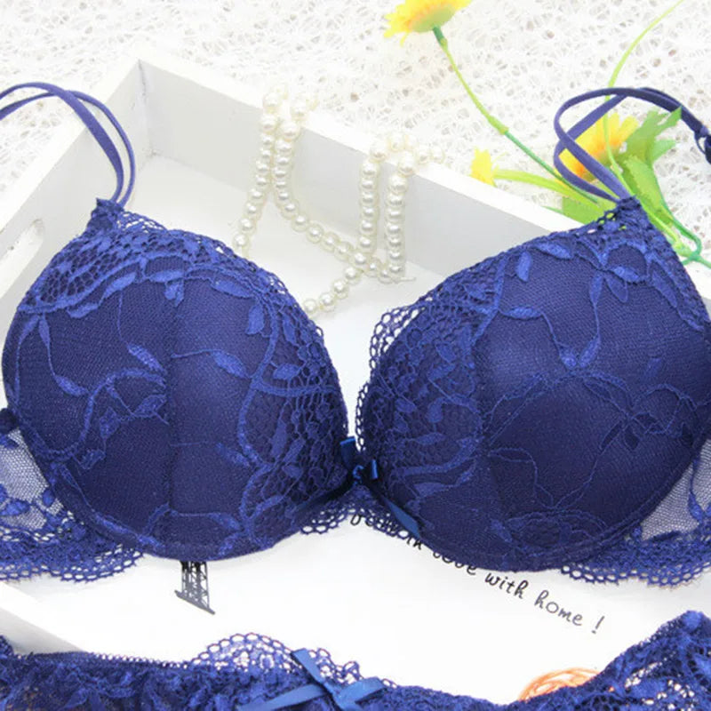 Women Sexy Lingerie Set Fashion Lace Lingerie Sets Solid Color Bra Comfortable Intimates Underwear