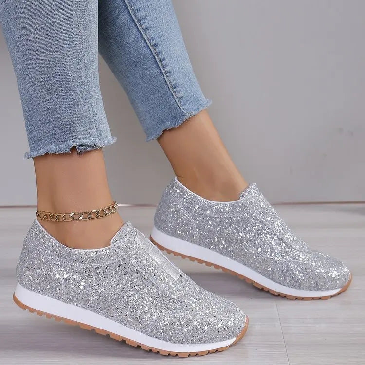 Women's Sneakers Gold Silver Trend Sport Shoes Ladies Outdoor Casual Walking Shoes