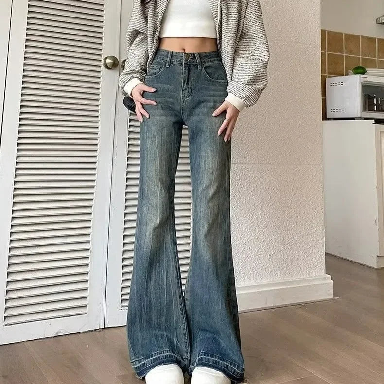 Petite American Style Vintage High-waisted Slimming Jeans For Women Loose-fit Draped Versatile
Denim Trousers