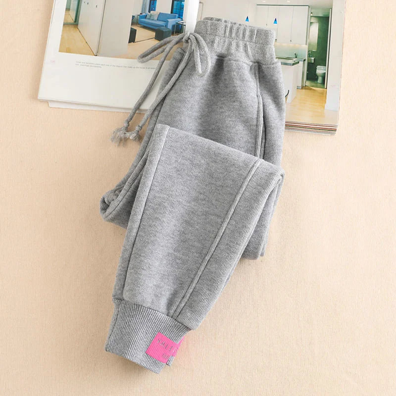 New Gray women Sweatpants Autumn Winter Baggy Streetwear Oversize Sports Pants Black winter thick Joggers Streetwear Trousers