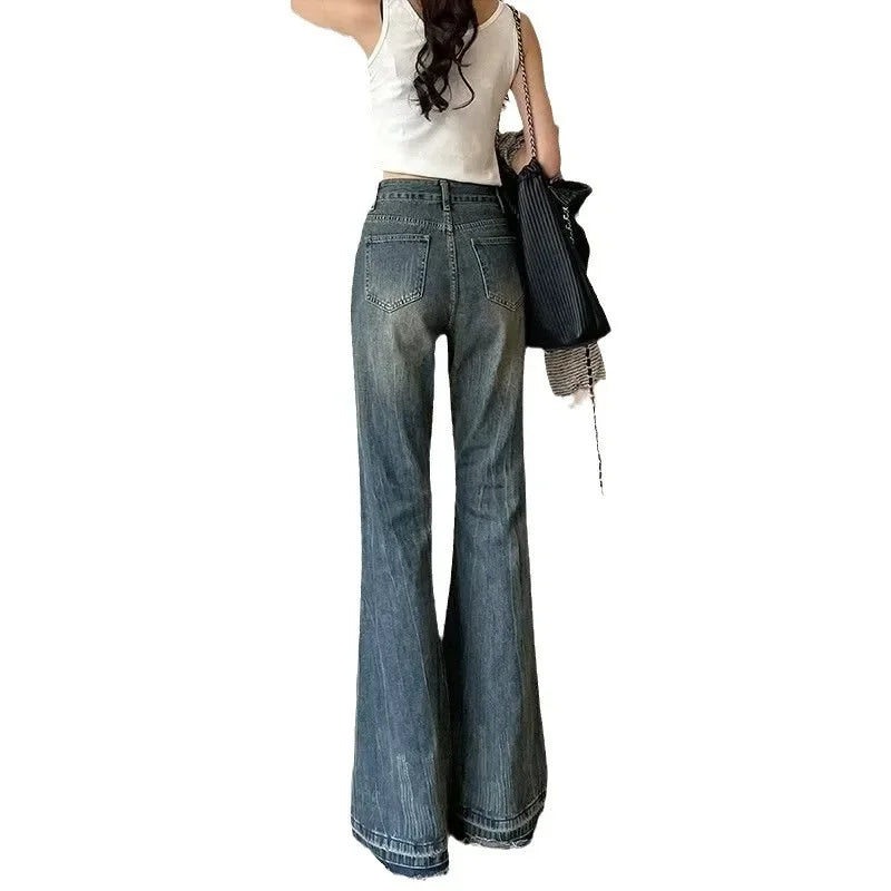 Petite American Style Vintage High-waisted Slimming Jeans For Women Loose-fit Draped Versatile
Denim Trousers