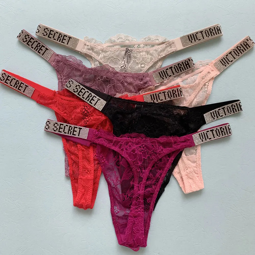 2024 New Victoria's Secret Thong Sexy Pink Brand Lingerie Lace Underwear