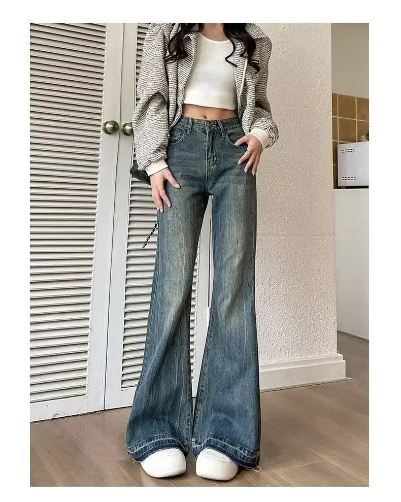 Petite American Style Vintage High-waisted Slimming Jeans For Women Loose-fit Draped Versatile
Denim Trousers