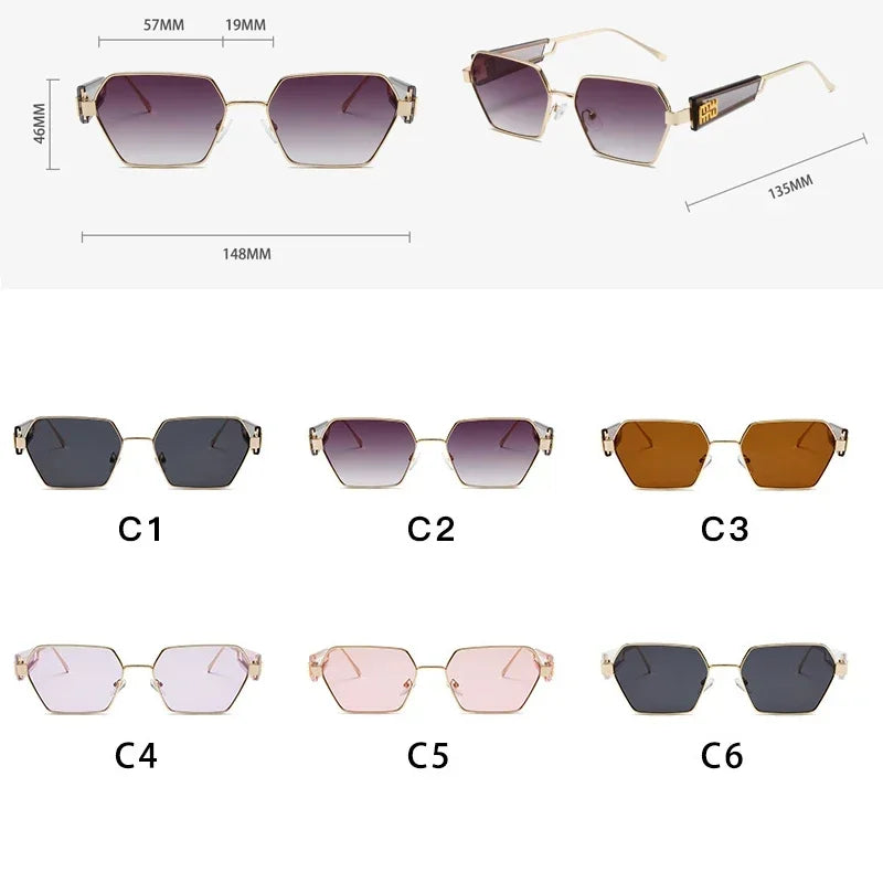 RBRARE High Quality Rectangle Sunglasses Women Metal Frame Glasses Fashion Brand Designer Vintage Eyewear UV Gafas De Sol Mujer