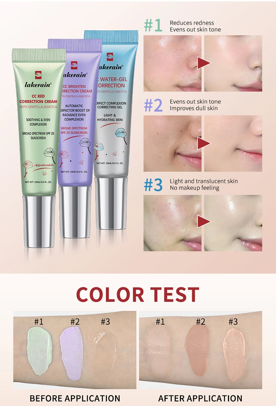 erborian CC Red Correction Cream Primer Moisturizing Waterproof Anti-sweat Makeup
Women
Cosmetic