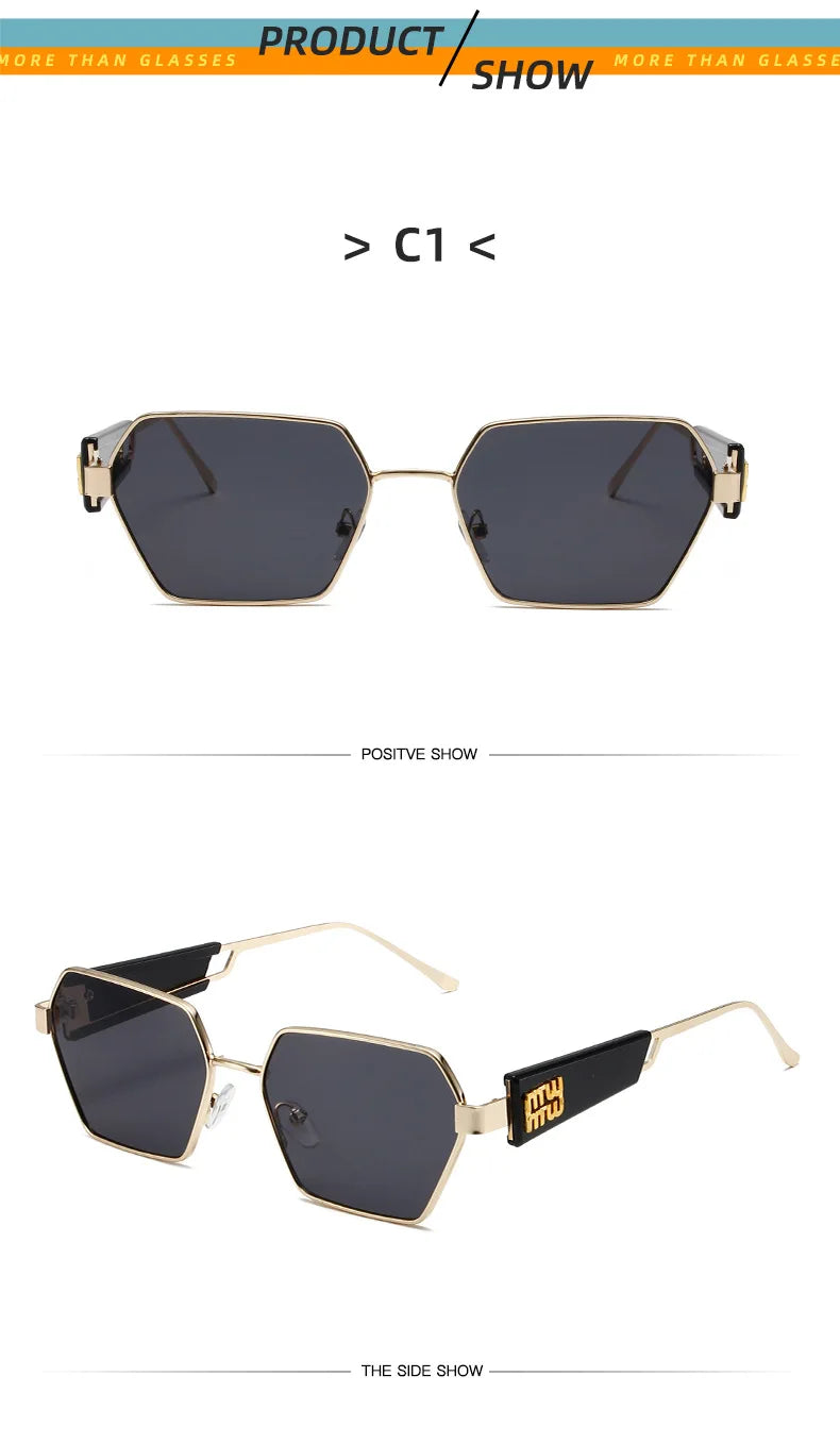 RBRARE High Quality Rectangle Sunglasses Women Metal Frame Glasses Fashion Brand Designer Vintage Eyewear UV Gafas De Sol Mujer