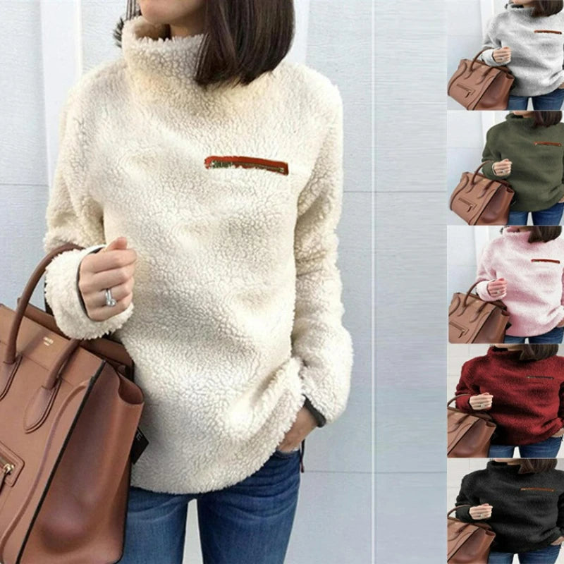 Winter Super Soft and Comfortable Solid Color Turtleneck Pullover Women's Sweater