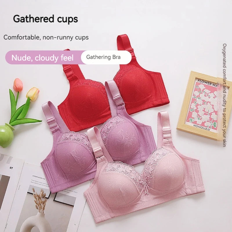 New large size luxury women's bra push up lace lace without steel ring comfortable
ladies underwear
