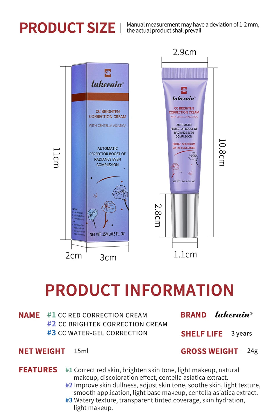 erborian CC Red Correction Cream Primer Moisturizing Waterproof Anti-sweat Makeup
Women
Cosmetic