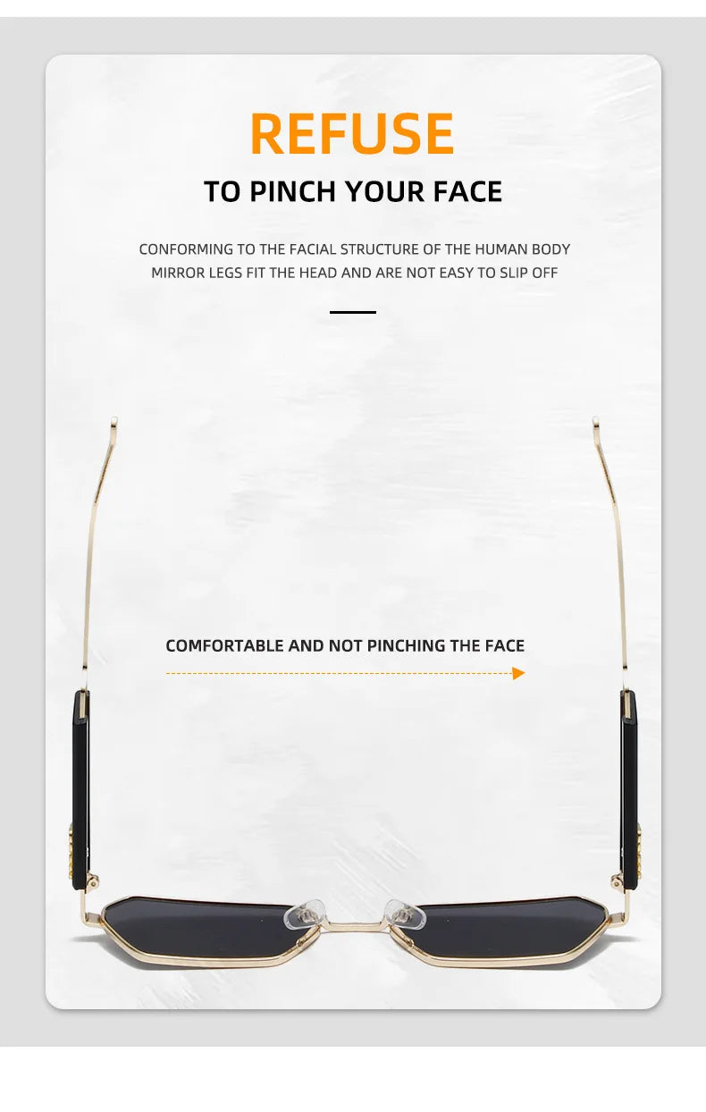 RBRARE High Quality Rectangle Sunglasses Women Metal Frame Glasses Fashion Brand Designer Vintage Eyewear UV Gafas De Sol Mujer