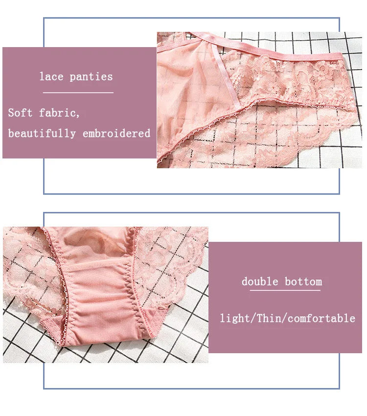 Logirlve Top Ultra-thin Underwear Set Push-up Bra And Panty Sets Hollow Brassiere Gather Sexy Bra