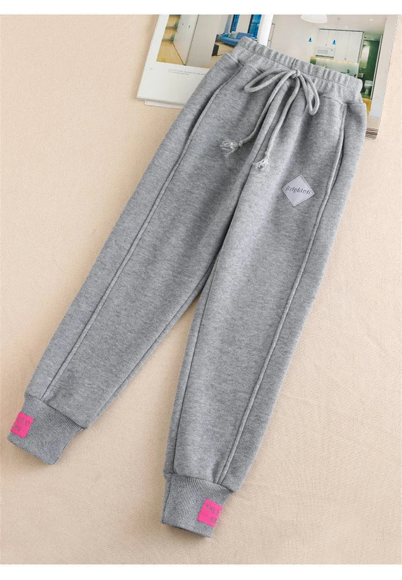 New Gray women Sweatpants Autumn Winter Baggy Streetwear Oversize Sports Pants Black winter thick Joggers Streetwear Trousers