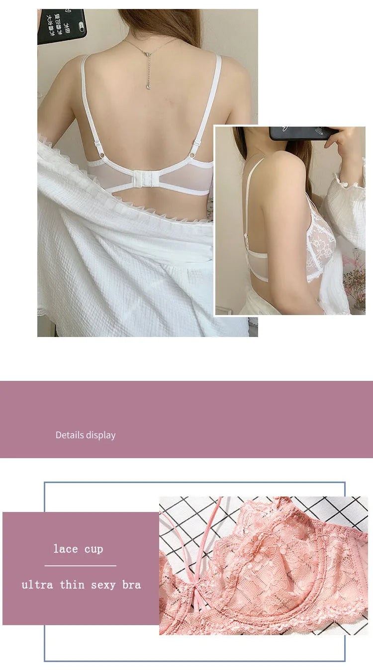 Logirlve Top Ultra-thin Underwear Set Push-up Bra And Panty Sets Hollow Brassiere Gather Sexy Bra