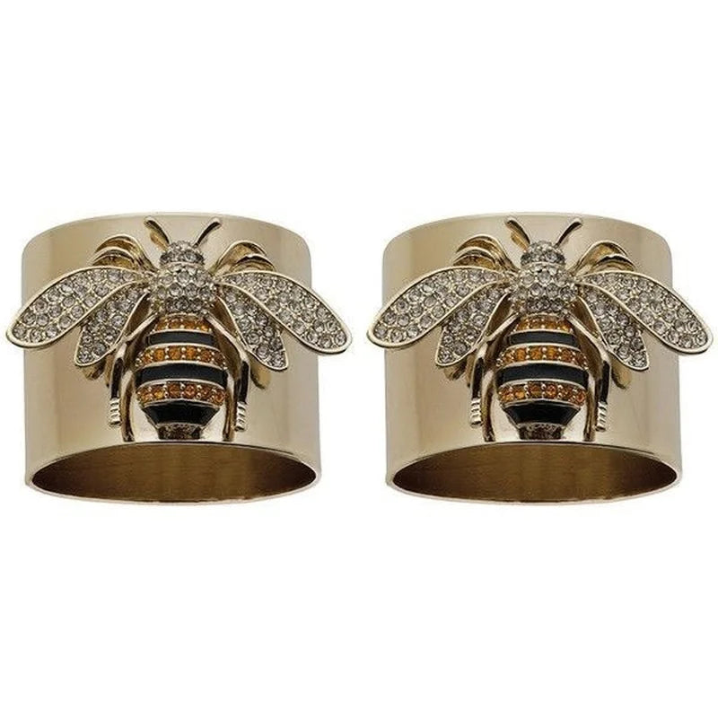 Exquisite Luxury Gold Colors Carved Bee Rings for Women Trendy Metal Inlaid White Stone Party Ring