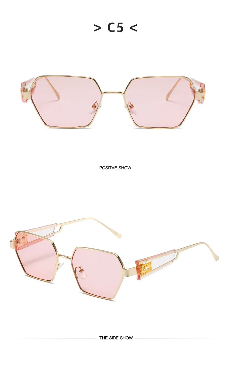 RBRARE High Quality Rectangle Sunglasses Women Metal Frame Glasses Fashion Brand Designer Vintage Eyewear UV Gafas De Sol Mujer