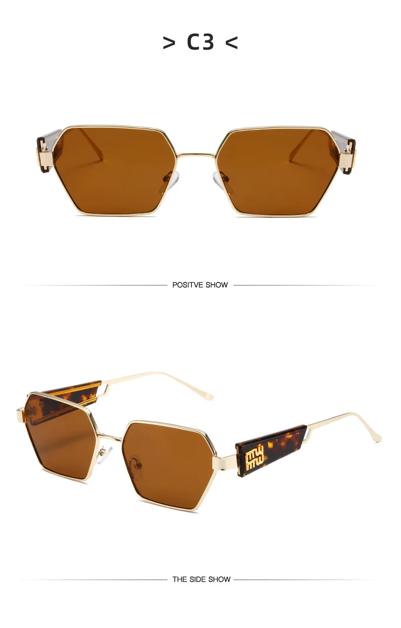 RBRARE High Quality Rectangle Sunglasses Women Metal Frame Glasses Fashion Brand Designer Vintage Eyewear UV Gafas De Sol Mujer