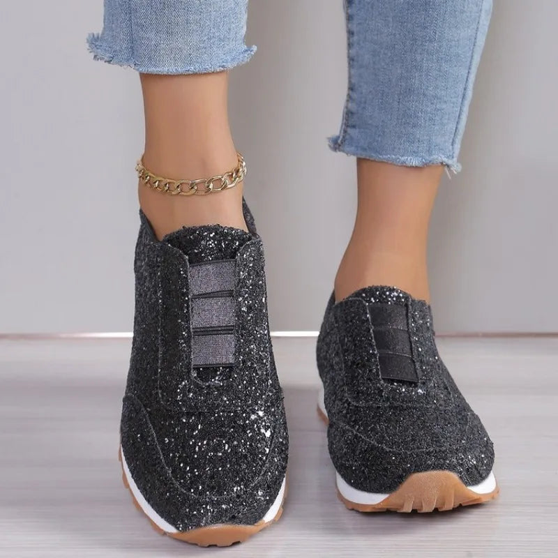 Women's Sneakers Gold Silver Trend Sport Shoes Ladies Outdoor Casual Walking Shoes
