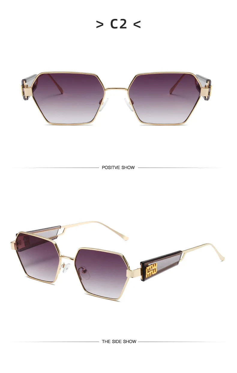 RBRARE High Quality Rectangle Sunglasses Women Metal Frame Glasses Fashion Brand Designer Vintage Eyewear UV Gafas De Sol Mujer