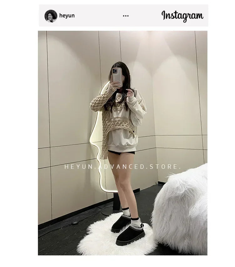 Winter New Cashmere Warm Thick Soles Without Heel-covered Hair Half Slipper Cotton Shoes for Women