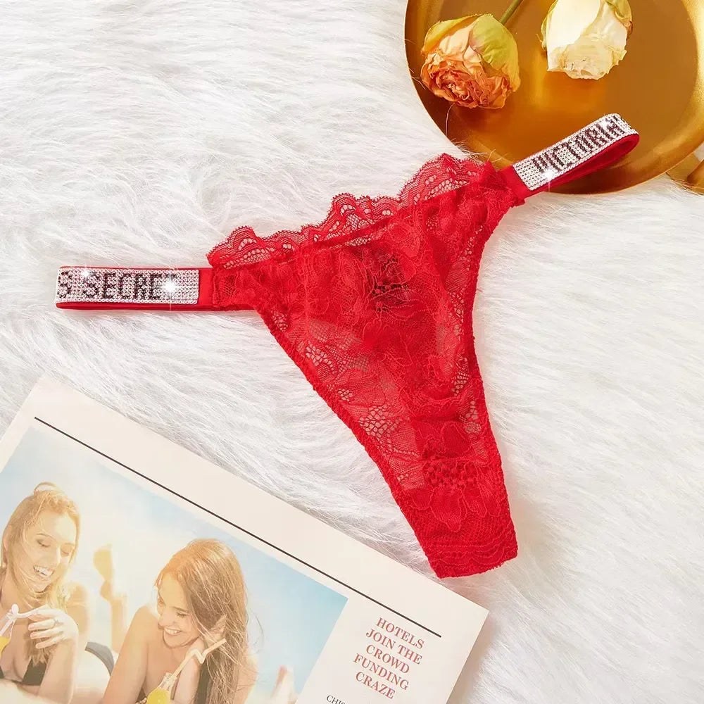 2024 New Victoria's Secret Thong Sexy Pink Brand Lingerie Lace Underwear