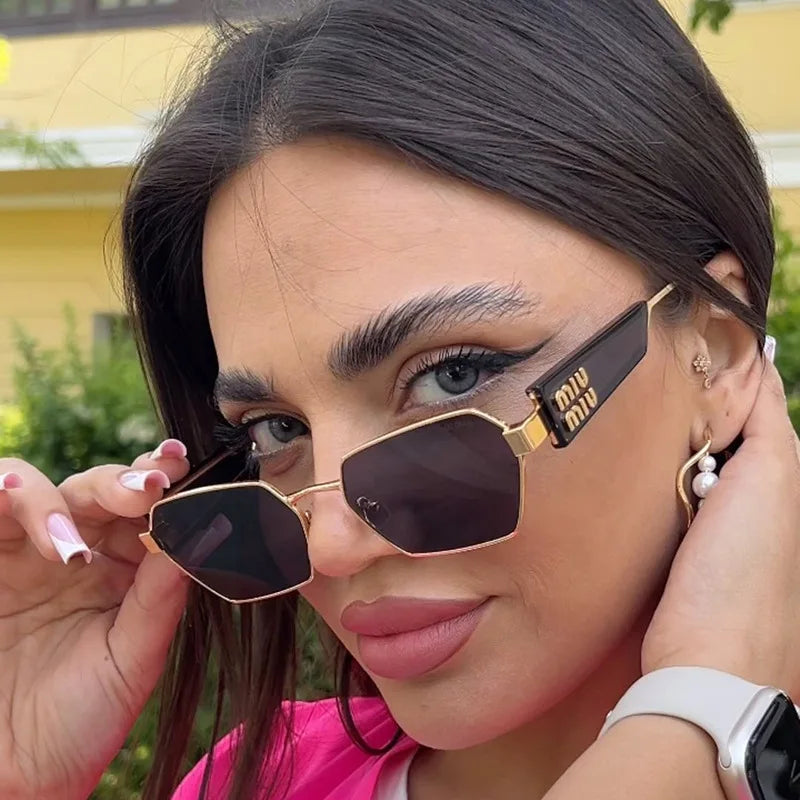 RBRARE High Quality Rectangle Sunglasses Women Metal Frame Glasses Fashion Brand Designer Vintage Eyewear UV Gafas De Sol Mujer