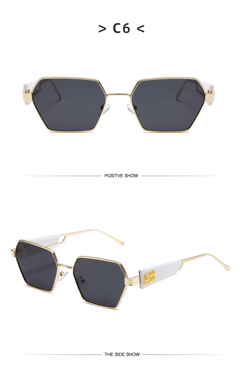 RBRARE High Quality Rectangle Sunglasses Women Metal Frame Glasses Fashion Brand Designer Vintage Eyewear UV Gafas De Sol Mujer