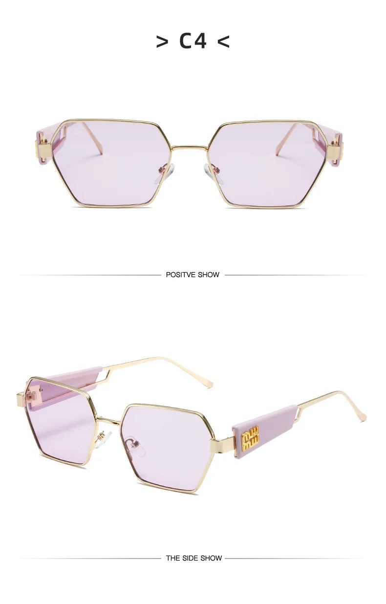 RBRARE High Quality Rectangle Sunglasses Women Metal Frame Glasses Fashion Brand Designer Vintage Eyewear UV Gafas De Sol Mujer