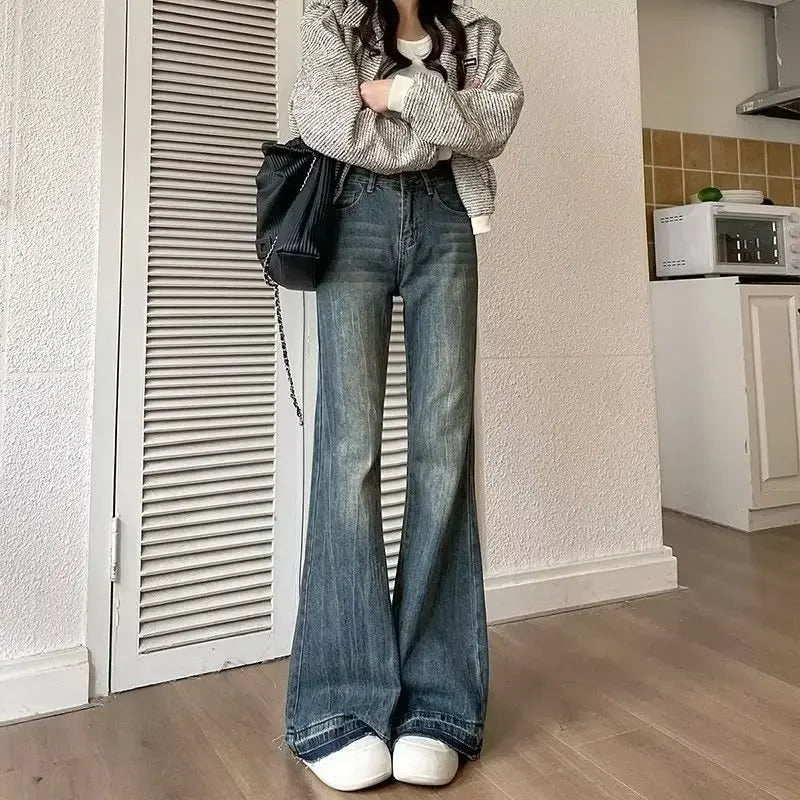 Petite American Style Vintage High-waisted Slimming Jeans For Women Loose-fit Draped Versatile
Denim Trousers