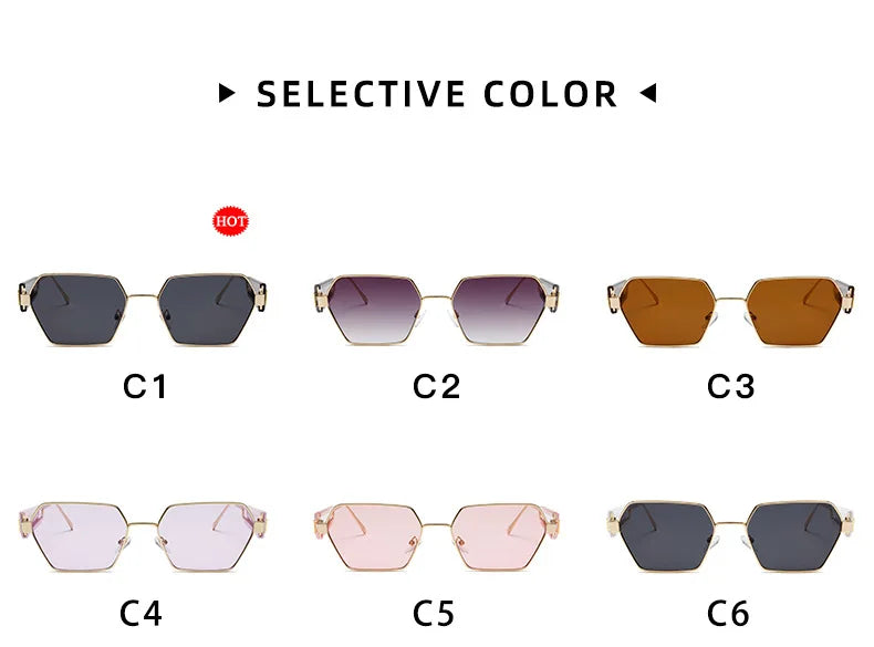 RBRARE High Quality Rectangle Sunglasses Women Metal Frame Glasses Fashion Brand Designer Vintage Eyewear UV Gafas De Sol Mujer