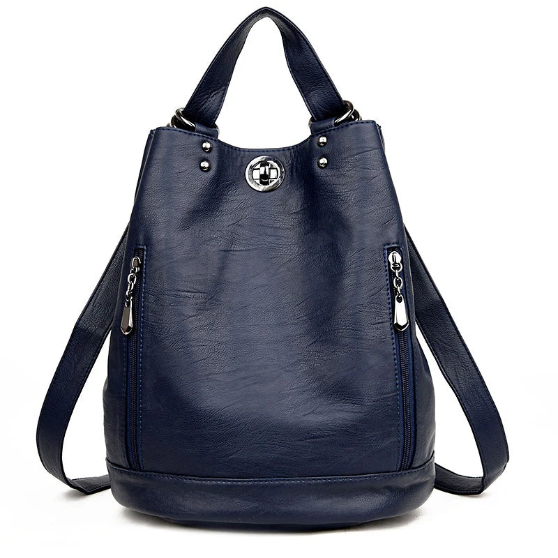 Women Leather Backpacks Multifunction Women Vintage Shoulder Bag Ladies Rucksack Large Capacity