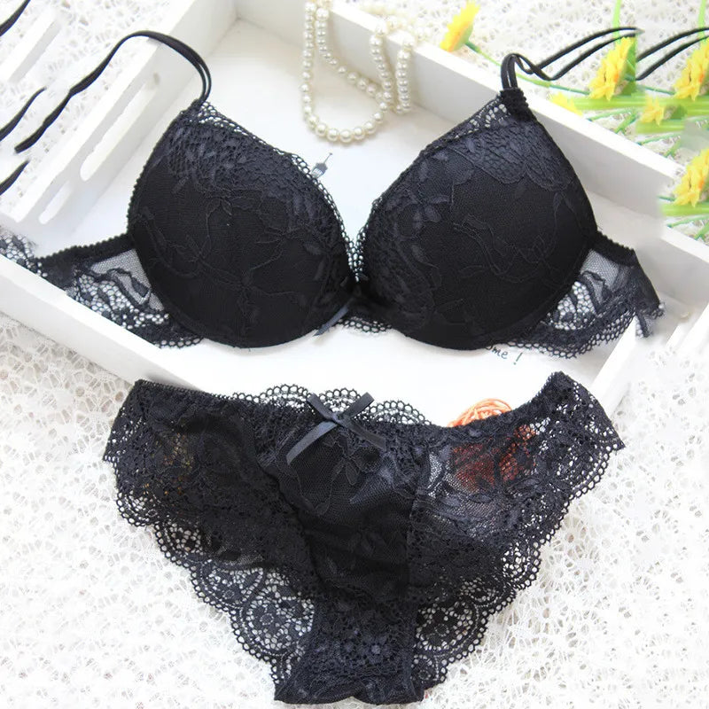 Women Sexy Lingerie Set Fashion Lace Lingerie Sets Solid Color Bra Comfortable Intimates Underwear
