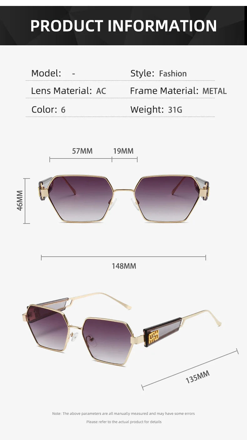 RBRARE High Quality Rectangle Sunglasses Women Metal Frame Glasses Fashion Brand Designer Vintage Eyewear UV Gafas De Sol Mujer