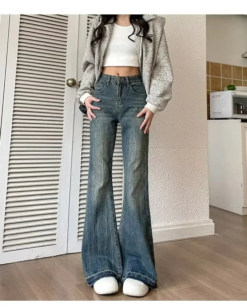 Petite American Style Vintage High-waisted Slimming Jeans For Women Loose-fit Draped Versatile
Denim Trousers