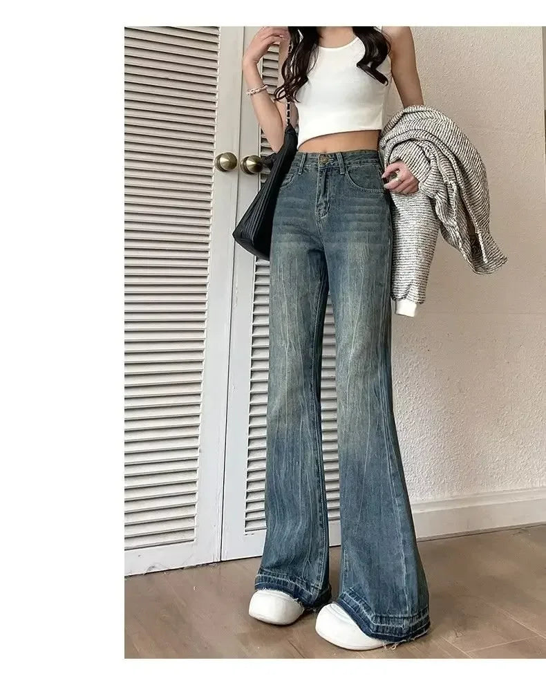 Petite American Style Vintage High-waisted Slimming Jeans For Women Loose-fit Draped Versatile
Denim Trousers