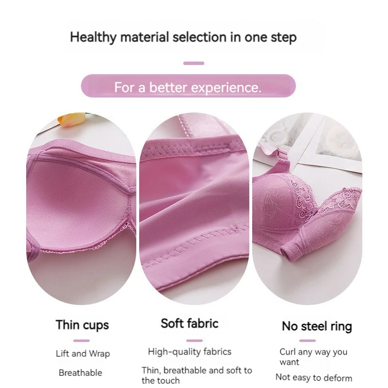 New large size luxury women's bra push up lace lace without steel ring comfortable
ladies underwear