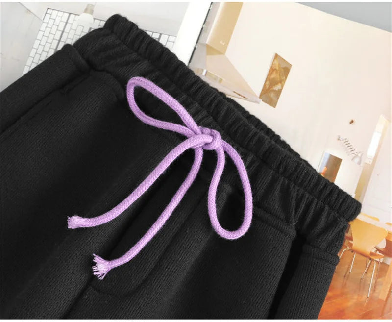 New Gray women Sweatpants Autumn Winter Baggy Streetwear Oversize Sports Pants Black winter thick Joggers Streetwear Trousers