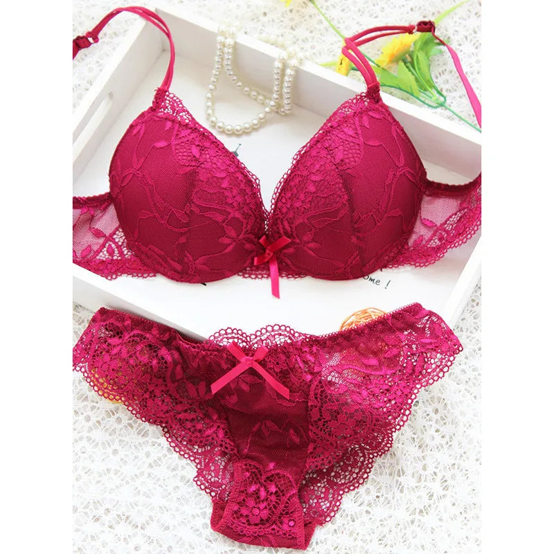 Women Sexy Lingerie Set Fashion Lace Lingerie Sets Solid Color Bra Comfortable Intimates Underwear