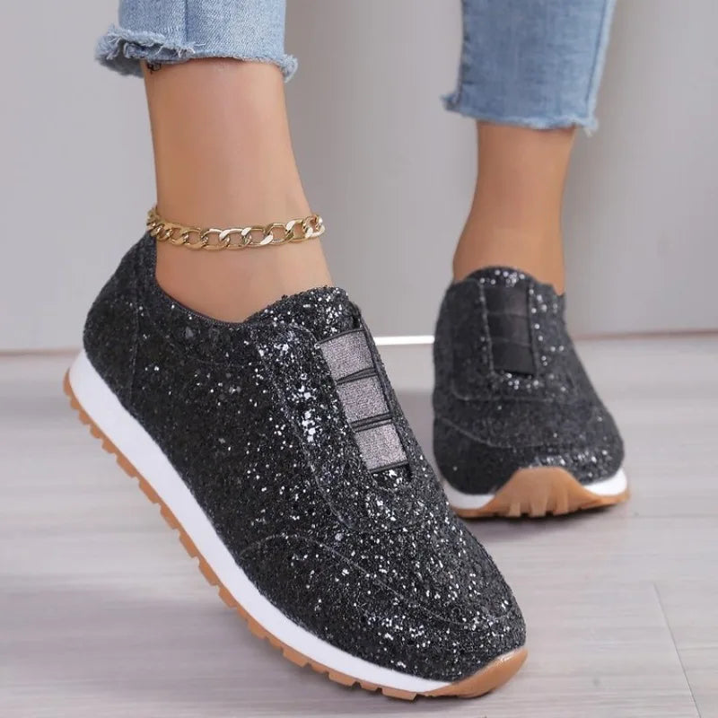 Women's Sneakers Gold Silver Trend Sport Shoes Ladies Outdoor Casual Walking Shoes