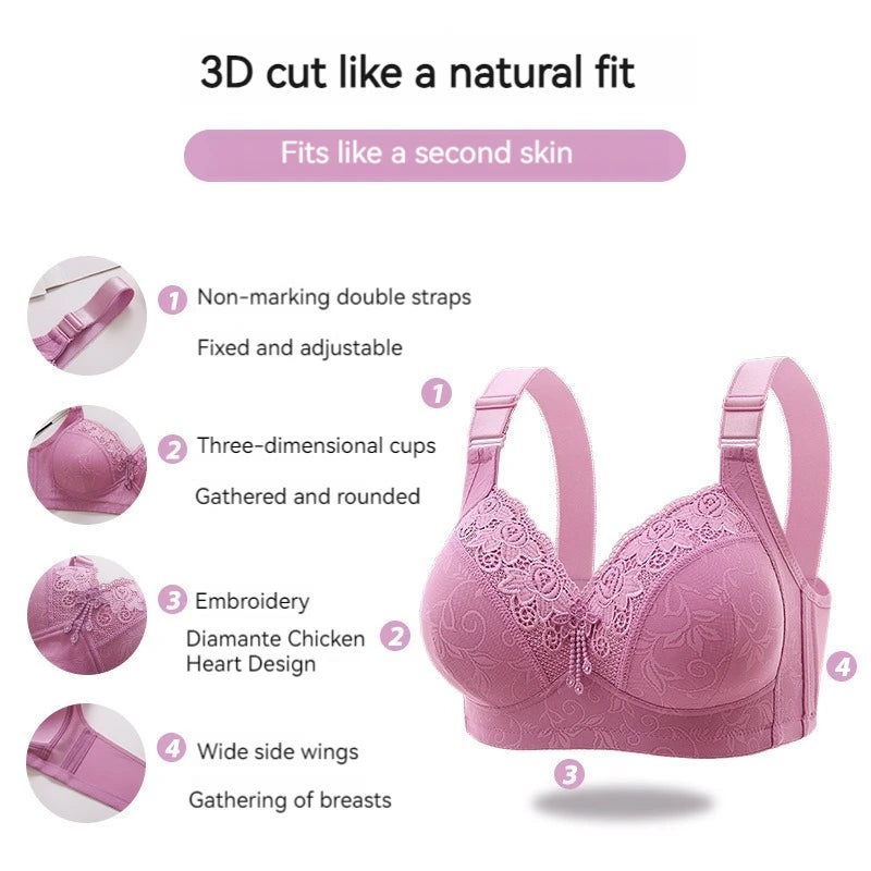 New large size luxury women's bra push up lace lace without steel ring comfortable
ladies underwear