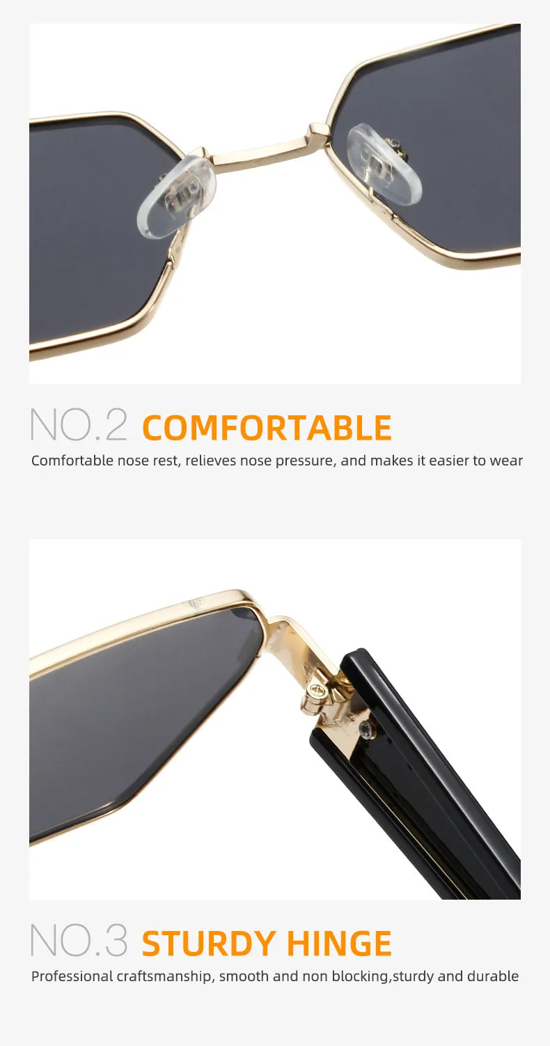 RBRARE High Quality Rectangle Sunglasses Women Metal Frame Glasses Fashion Brand Designer Vintage Eyewear UV Gafas De Sol Mujer