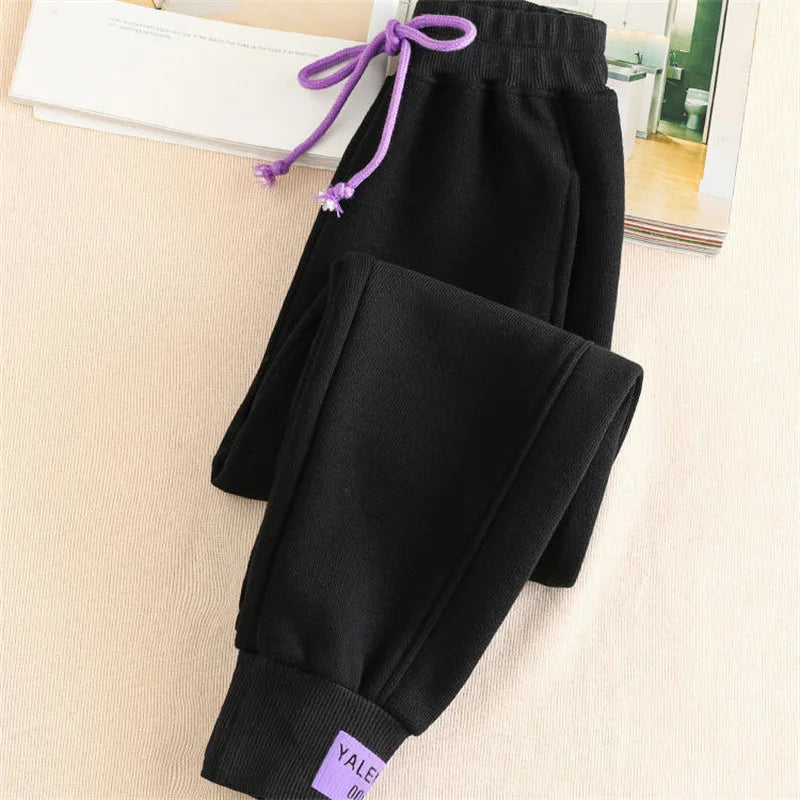 New Gray women Sweatpants Autumn Winter Baggy Streetwear Oversize Sports Pants Black winter thick Joggers Streetwear Trousers