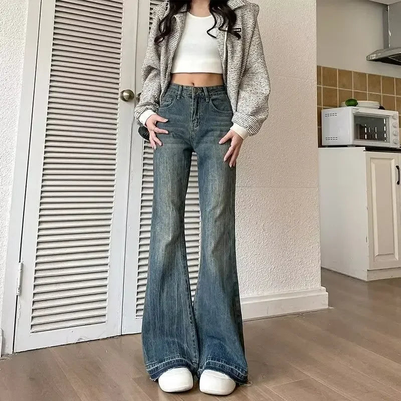 Petite American Style Vintage High-waisted Slimming Jeans For Women Loose-fit Draped Versatile
Denim Trousers